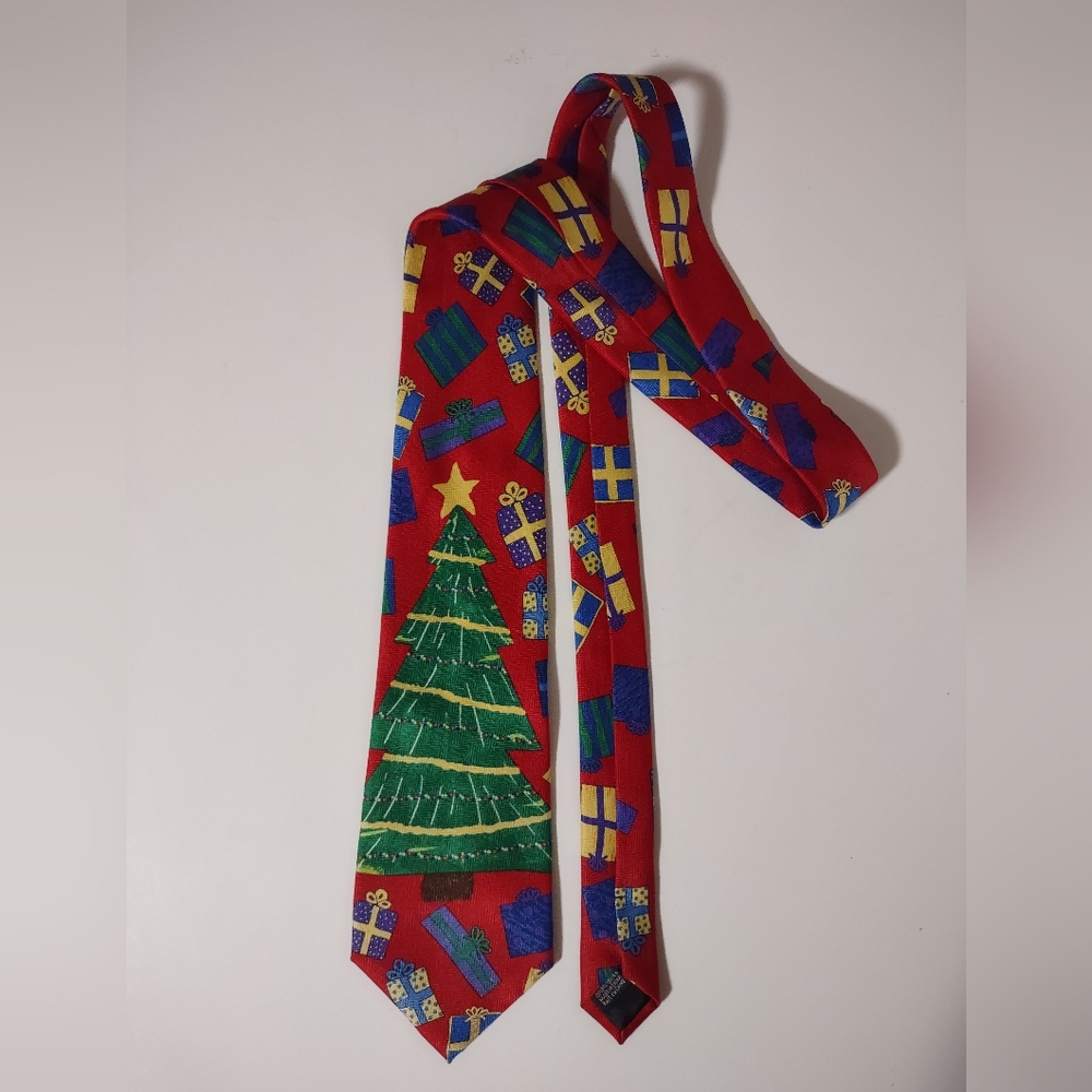 Christmas Tie Christmas Tree And Gifts Festive Holiday